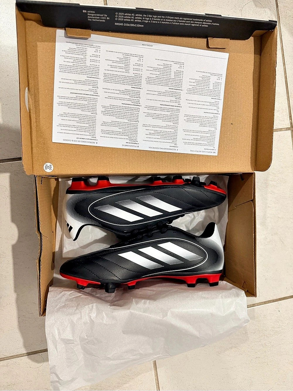 adidas Goletto IX FG/MG Black & Red Soccer Cleats